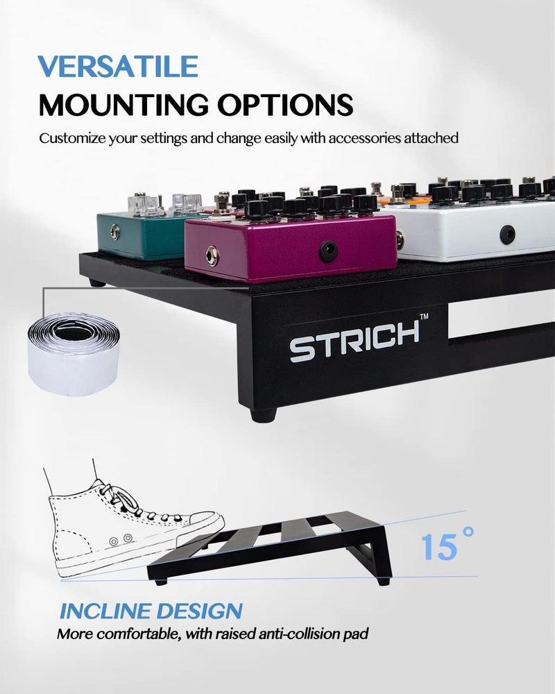 STRICH Guitar Pedal Board Aluminum Alloy 1.98lb Super Light Effect Pedalboard 18'' x 12.5'' with Carry Bag, STANDARD 18 (Angled) - Image 2